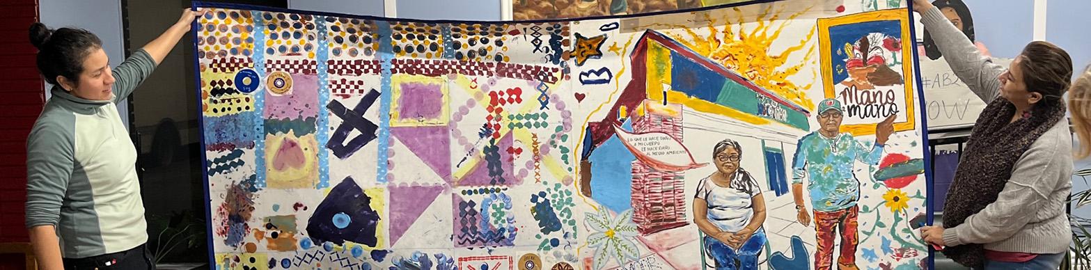 Two Individuals holding a callage of scenes from daily life